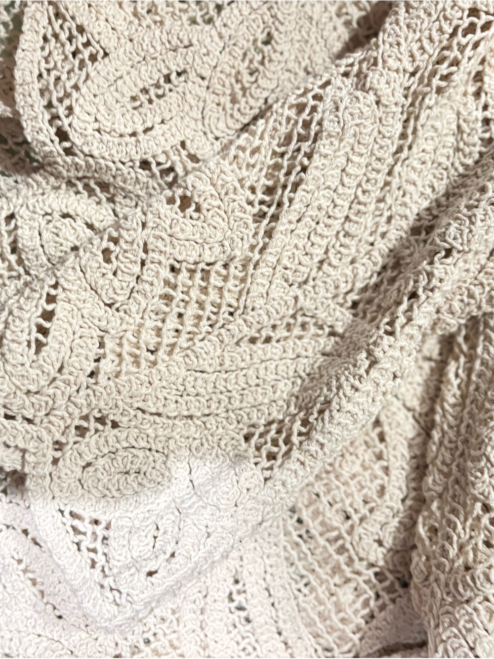 Cream Crochet Openwork Sweater Top - Picture 12 of 13